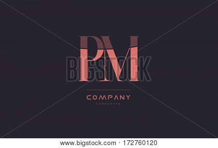 Pm P L Pink Vintage Retro Letter Company Logo Icon Design