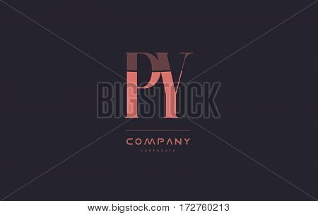Py P Y Pink Vintage Retro Letter Company Logo Icon Design