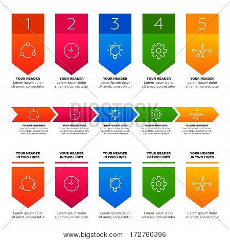 Infographics elements. Five steps process vector illustration