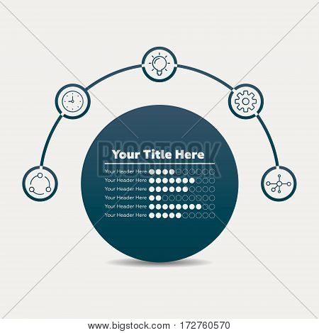 Infographics elements. Icons and horizontal bar chart