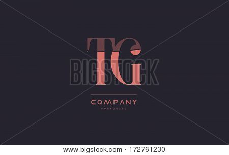 Tg T G Pink Vintage Retro Letter Company Logo Icon Design