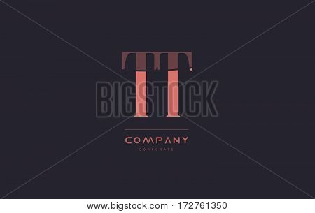 Tt T Pink Vintage Retro Letter Company Logo Icon Design