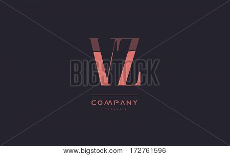 Vz V Z Pink Vintage Retro Letter Company Logo Icon Design