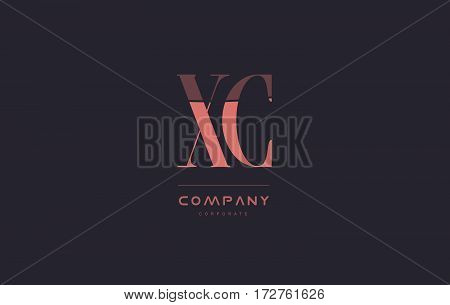 Xc X C Pink Vintage Retro Letter Company Logo Icon Design