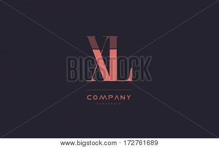 Xl X L Pink Vintage Retro Letter Company Logo Icon Design