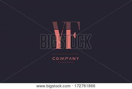 Yf Y F Pink Vintage Retro Letter Company Logo Icon Design