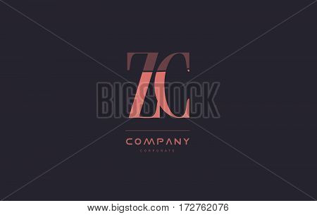 Zc Z C Pink Vintage Retro Letter Company Logo Icon Design