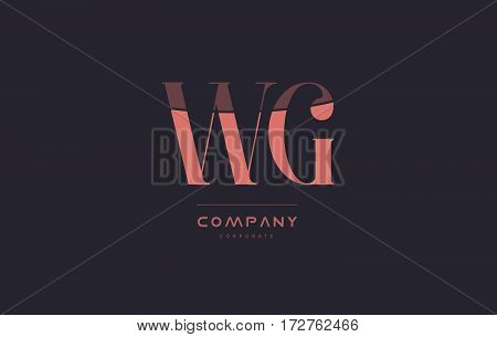 Wg W G Pink Vintage Retro Letter Company Logo Icon Design