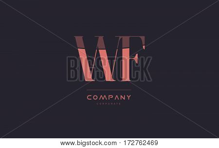 Wf W F Pink Vintage Retro Letter Company Logo Icon Design