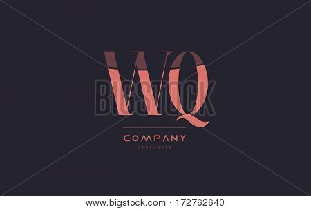 Wq W Q Pink Vintage Retro Letter Company Logo Icon Design
