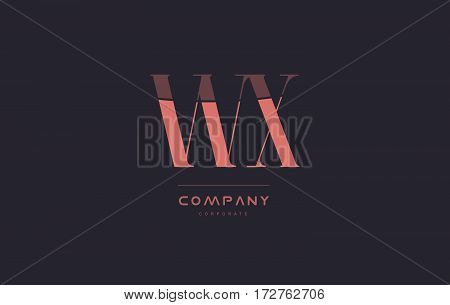 Wx W X Pink Vintage Retro Letter Company Logo Icon Design