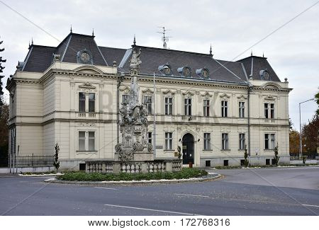 historic buildings and castle  of town Mosanmagyarovar in Hungary