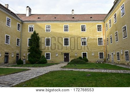 historic buildings and castle  of town Mosanmagyarovar in Hungary