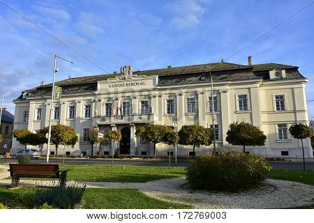 historic buildings of town Mosanmagyarovar in hungary