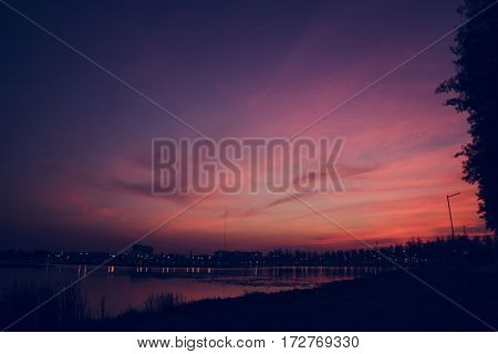 Beautiful cloudscape sunset evening dawn