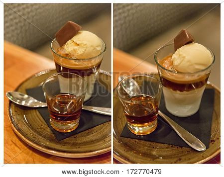 Collage of two vertical images, restaurant, Melbourne
