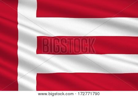 Flag of Eindhoven is a municipality and a city located in the province of North Brabant in the south of the Netherlands. 3d illustration