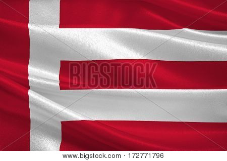 Flag of Eindhoven is a municipality and a city located in the province of North Brabant in the south of the Netherlands. 3d illustration