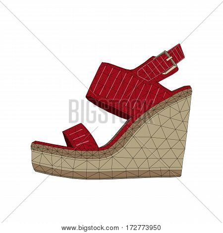 isolated mosaic heels on white background. women footware. vector illustration.