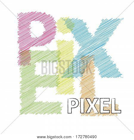 Vector Pixel. Colorful broken text scrawled isolated