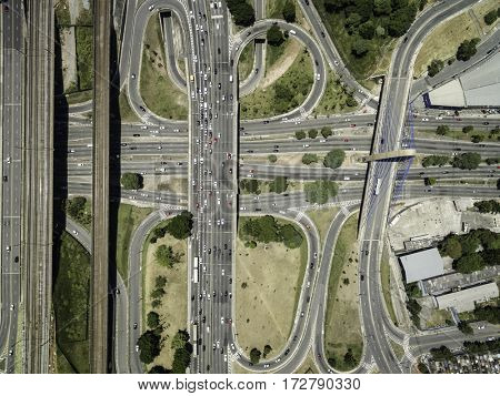 Top View of Radial Leste Avenue, in Sao Paulo, Brazil