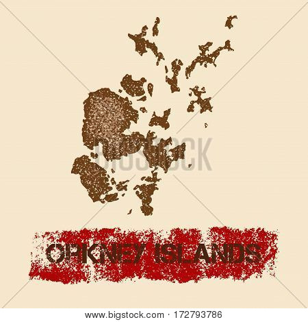 Orkney Islands Distressed Map. Grunge Patriotic Poster With Textured Island Ink Stamp And Roller Pai