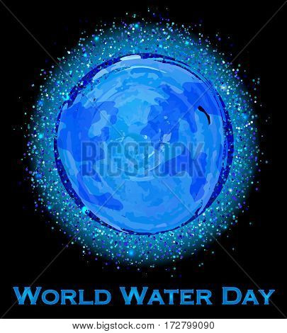Vector Illustration of World Water Day. Earth view from space.