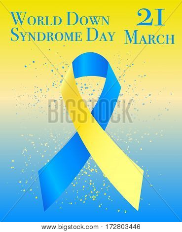 Vector illustration of World Down Syndrome Day with ribbon.