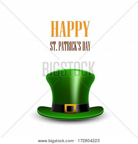 Green St. Patrick Day hat. St.Patrick day greeting. Happy St Patricks day card.