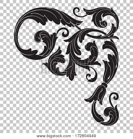 Isolate vintage baroque ornament retro pattern antique style acanthus. Decorative design element filigree calligraphy vector. You can use for wedding decoration of greeting card and laser cutting.
