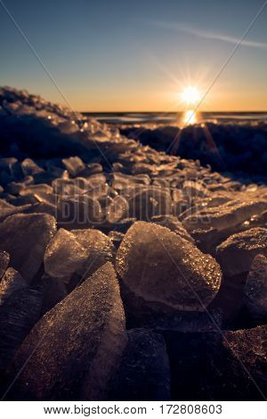 Dazzling ice stack at lake Peipus, Estonia