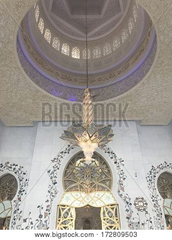 ABU DHABI, UAE-FEB 11, 2017: Sheikh Zayed Grand Mosque in Abu Dhabi, United Arab Emirates. It is the key place of worship and may be visited by more than 40,000 people during Eid.