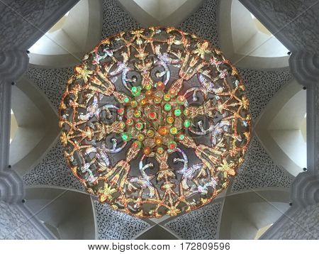 ABU DHABI, UAE-FEB 11, 2017: Sheikh Zayed Grand Mosque in Abu Dhabi, United Arab Emirates. It is the key place of worship and may be visited by more than 40,000 people during Eid.