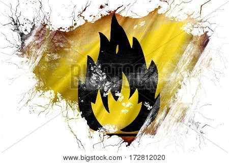 Grunge old Flammable hazard sign flag 