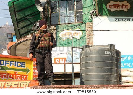 HARIDVAR, INDIA - JAN 14, 2009: During celebrations Makar Sankranti. Festival is celebrated in various parts of India to observe the day which marks the shift of the sun into ever-lengthening days.