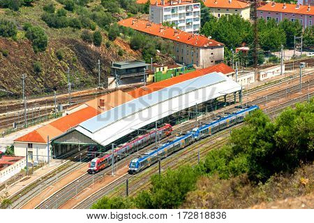 View of the train station in Cerbere, France