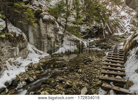 Biely Creek With Bridges And Big Hills Over Valley
