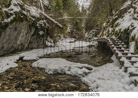Biely Creek With Bridges And Big Hills Over Valley