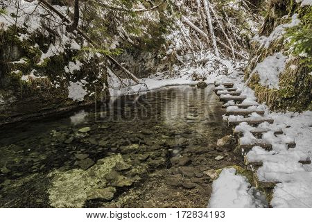 Biely Creek With Bridges And Big Hills Over Valley