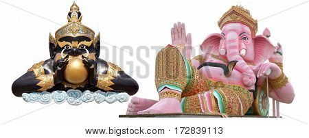statue isoled rahu elephant in white background