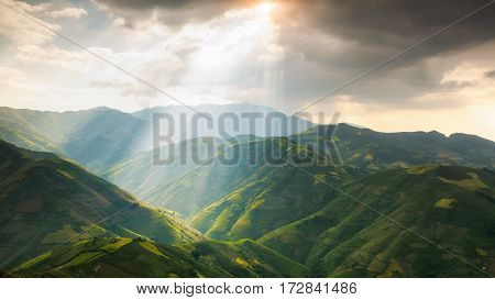 Rice fields on terraced of Mu Cang Chai YenBai Vietnam. Rice fields prepare the harvest at Northwest Vietnam.Vietnam landscapes
