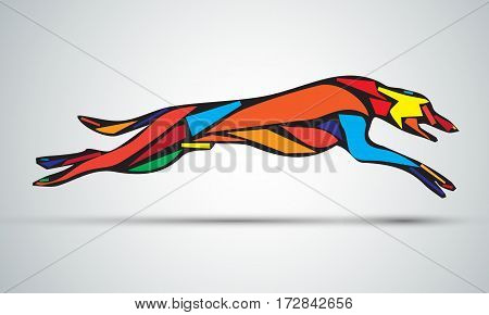 Running dog whippet breed abstract. Vector illustration