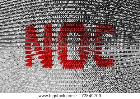 noc in the form of binary code, 3D illustration