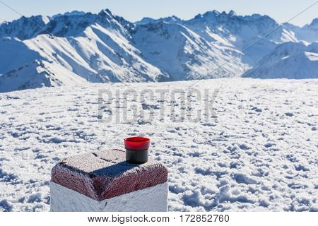 Boundary Stone Used As A Table For A Cup Of Tea.