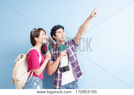 young couple go to travel and take passport