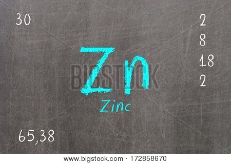 Isolated Blackboard With Periodic Table, Zinc