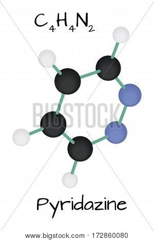 molecule C4H4N2 Pyridazine isolated on white in vector