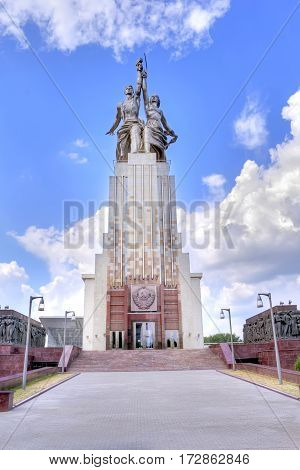 RUSSIA MOSCOW - May 272014: Recovered monument Worker and Worker and Kolkhoz Woman that stood on the pavilion of the USSR on the World exhibition in Paris 1937