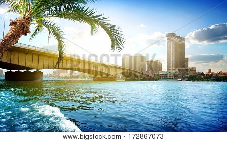 Bridge on the Nile dividing Cairo and Giza