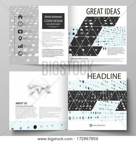 Business templates for square design bi fold brochure, magazine, flyer, booklet or annual report. Leaflet cover, abstract flat layout, easy editable vector. Abstract soft color dots with illusion of depth and perspective, dotted technology background. Mul